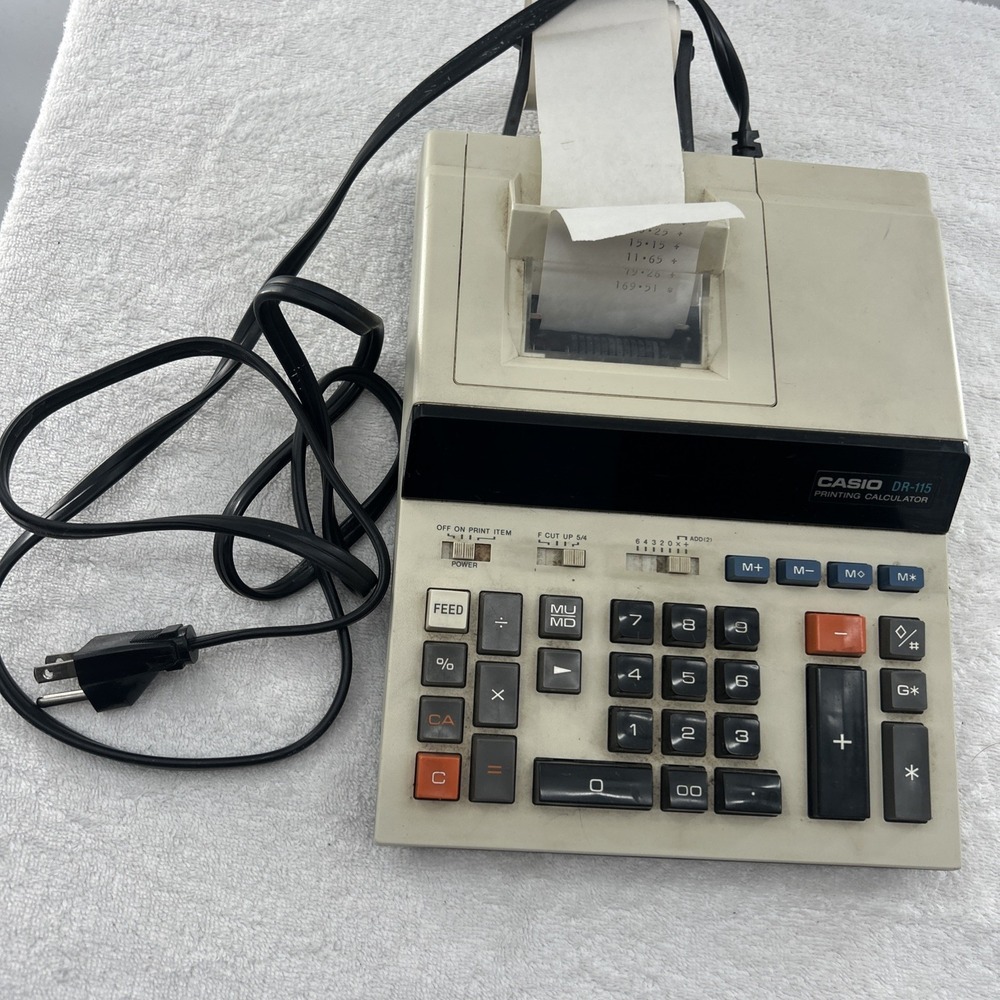 Casio DR-115 Printing Desktop Calculator Adding Machine Yellow Tested! - Picture 7 of 7